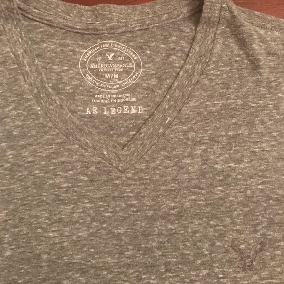 Speckled-Grey American Eagle V-Neck Tee Shirt - Picture 2 of 3